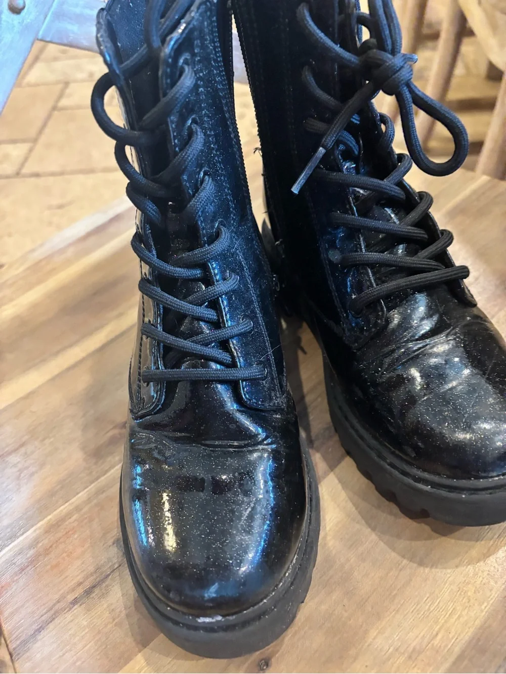 Target Black Patent Lace-Up Kids Boots